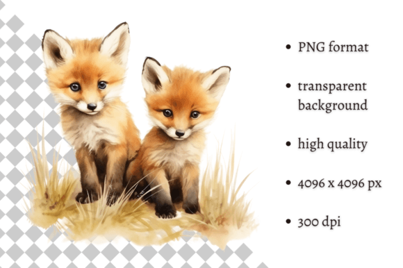 Download Watercolor Woodland Baby Foxes Clipart - Foxes Collection