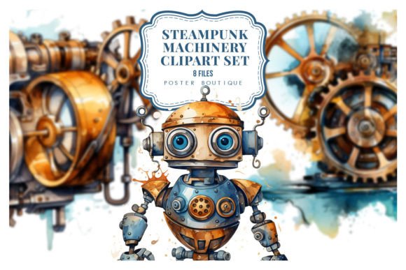 Download Steampunk Robots &amp; Machines Clipart Set - Robots Collection