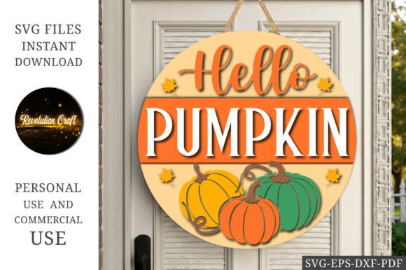 Download Hello Pumpkin Door Hanger SVG - Premium Resources