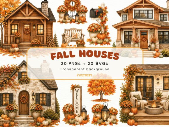 Download Fall House Watercolor Cliparts, Autumn - Premium Resources
