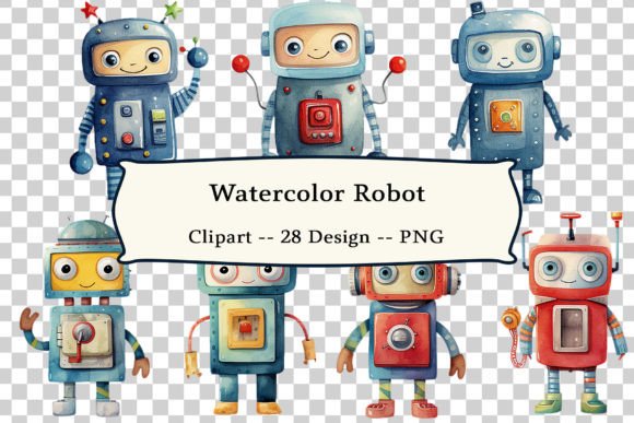 Download Robots Watercolor Clipart - Robots Collection