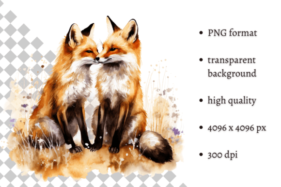 Download Watercolor Woodland Foxes PNG Clipart - Foxes Collection